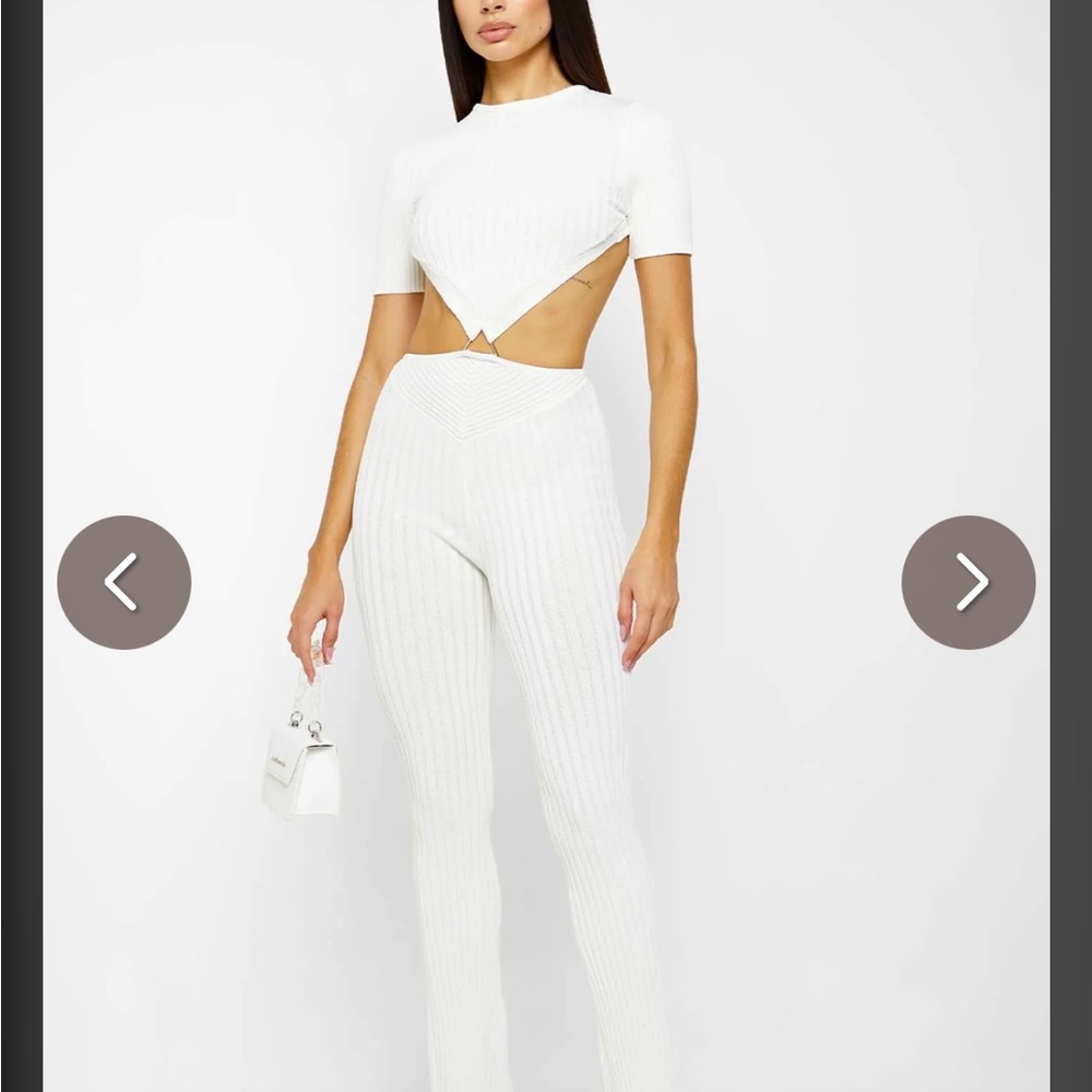 Off White Knitted Backless Jumpsuit